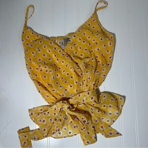 Yellow Floral Wrap Top